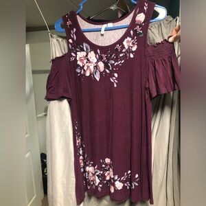 Women’s V- Neck,Cold Shoulder ,Long Sleeve Dress Shirt Size Medium